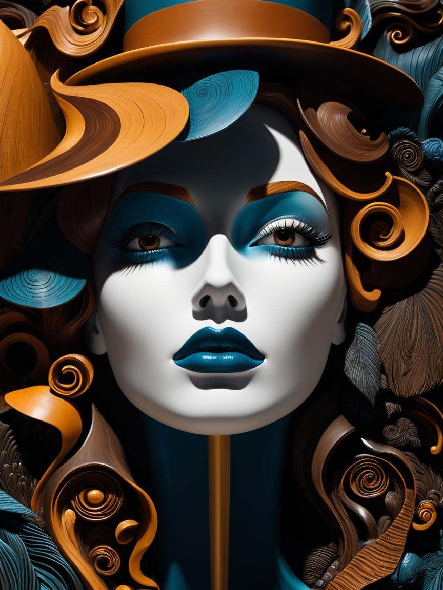 cinematic film still there is a sculpture of a woman with a hat on her head,  (alexander archipenko),  by Alexander Archip...