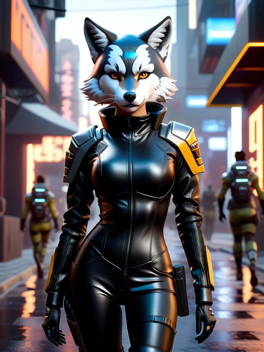 professional 3d model there is a woman in a cat suit walking down a street,  loba andrade from apex legends,  cgsociety un...