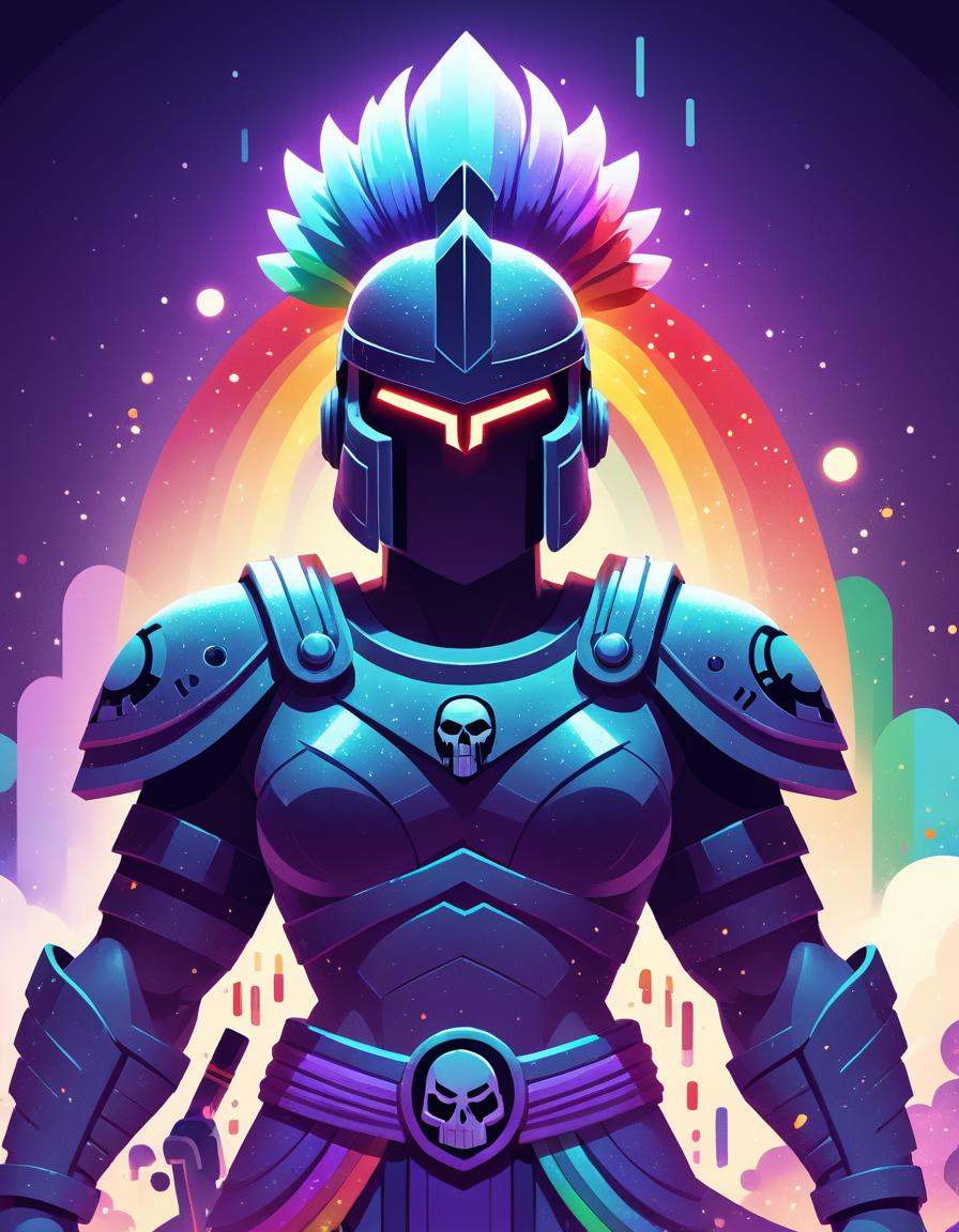 concept art in the style of James Gilleard,  illustration of a Epic Furious Spartan game art,  Rainbow hair on Tensor.Art