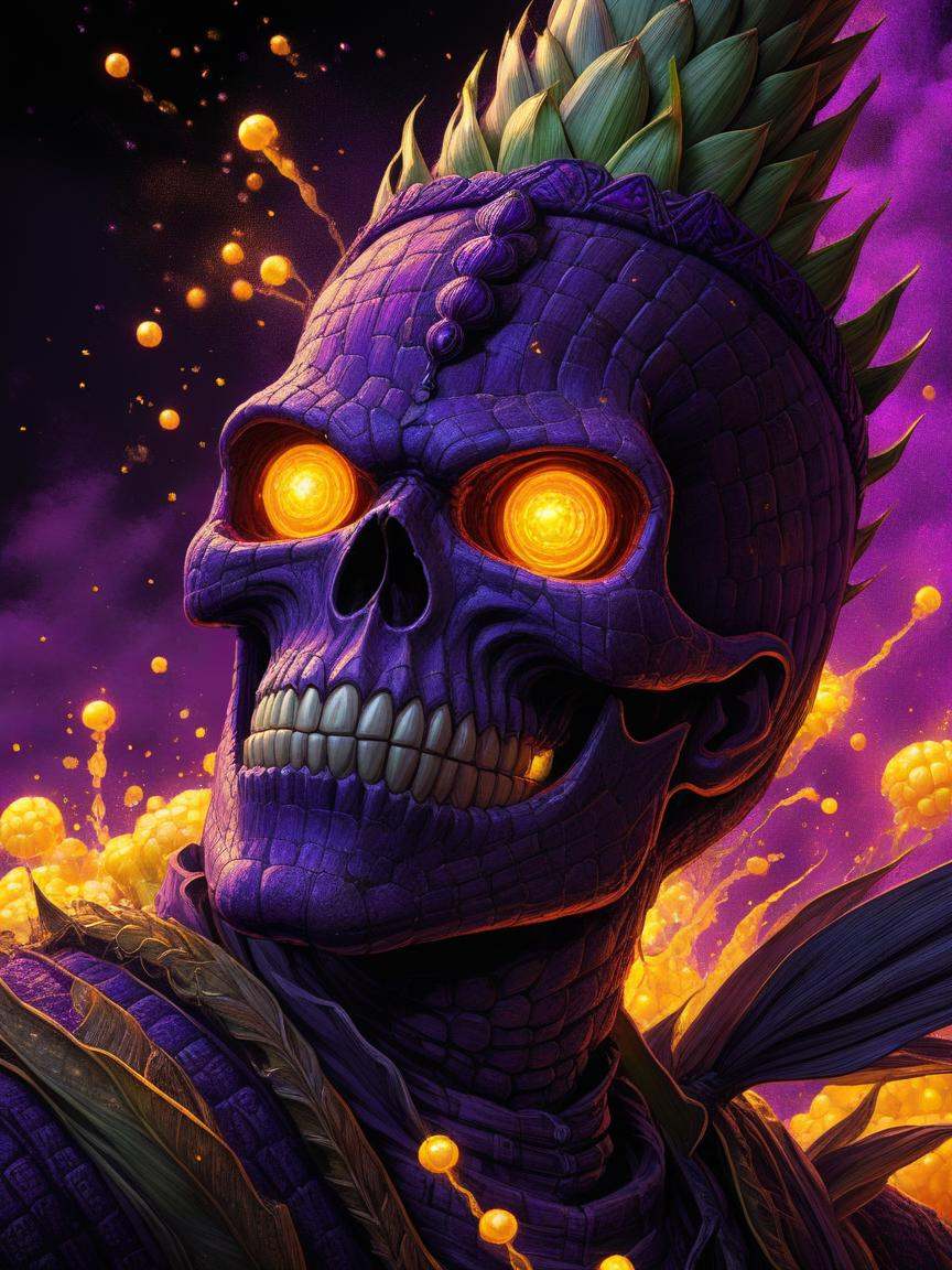 Role-playing game (RPG) style fantasy Acid colors and electric purple dust particles,  [Uninspired:Heartless:5] Kenyan ,...