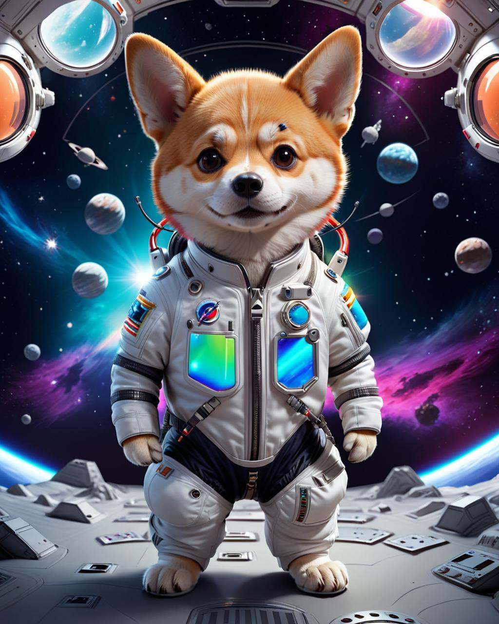 concept art a small dog in an astronaut suit,  cute 3 d render,  dog in a space suite on Tensor.Art