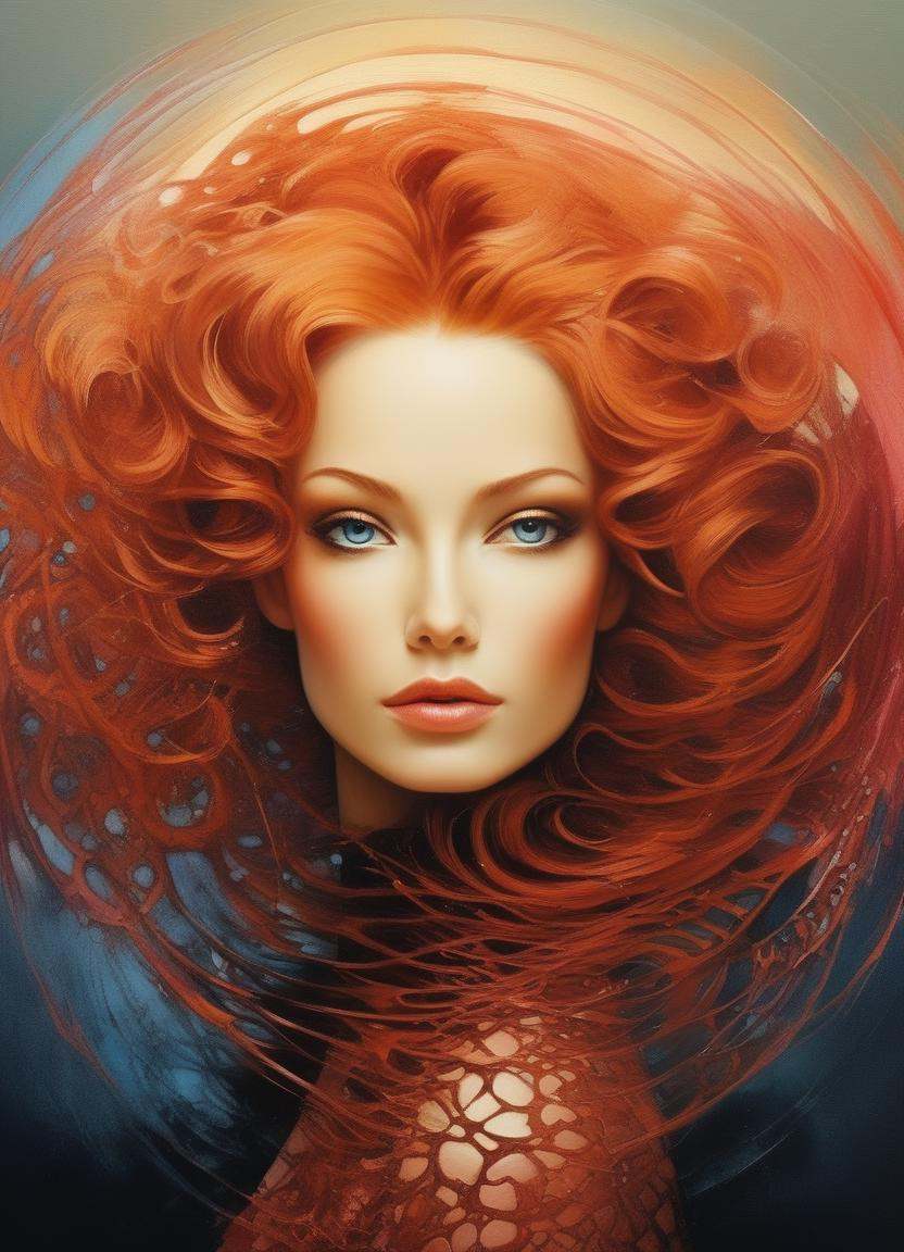 concept art in style of karol bak,  painting of,  entwining portrait of Aesthetic karol bak art on Tensor.Art