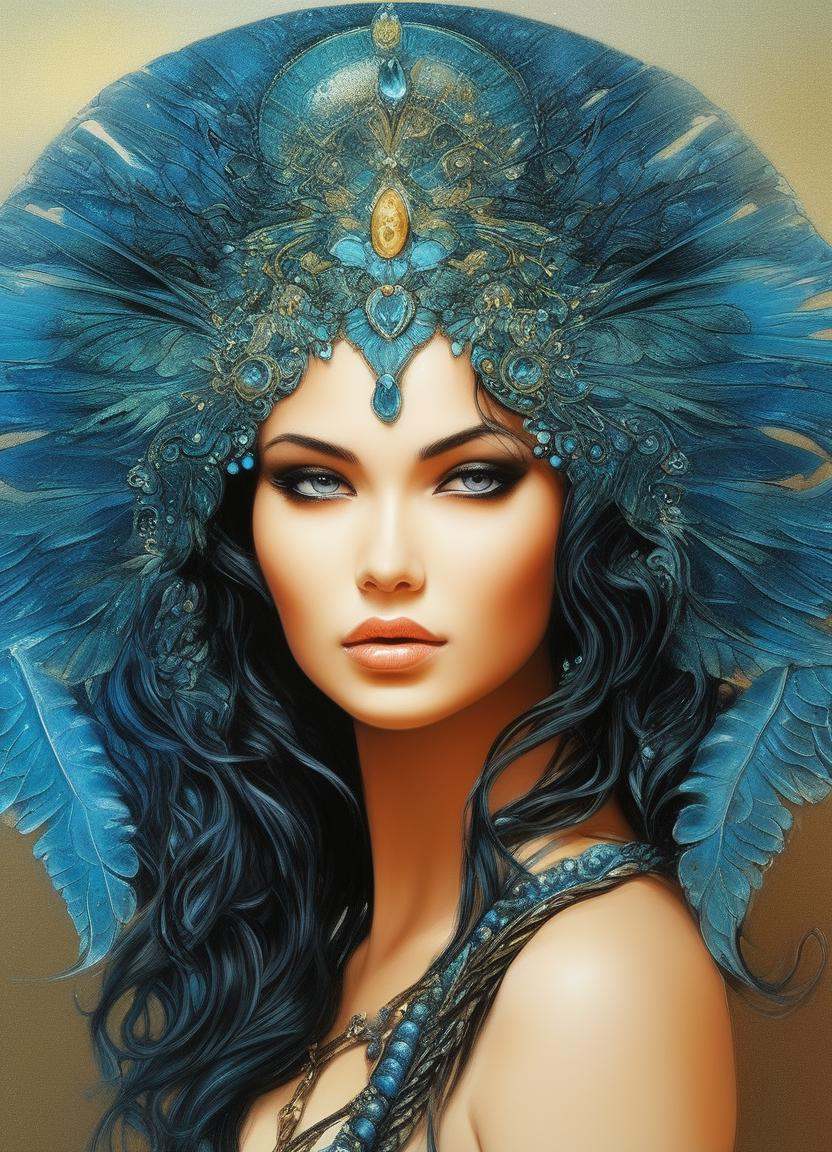 concept art in style of karol bak,  painting of,  a karol bak art figurine super detailed colored pencil drawing with fluo...