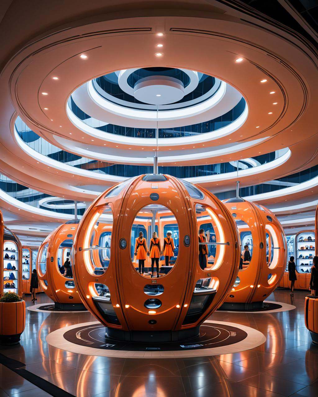 concept art a large orange room with a lot of lights,  by Zha Shibiao,  elegant futuristic wardrobe on Tensor.Art