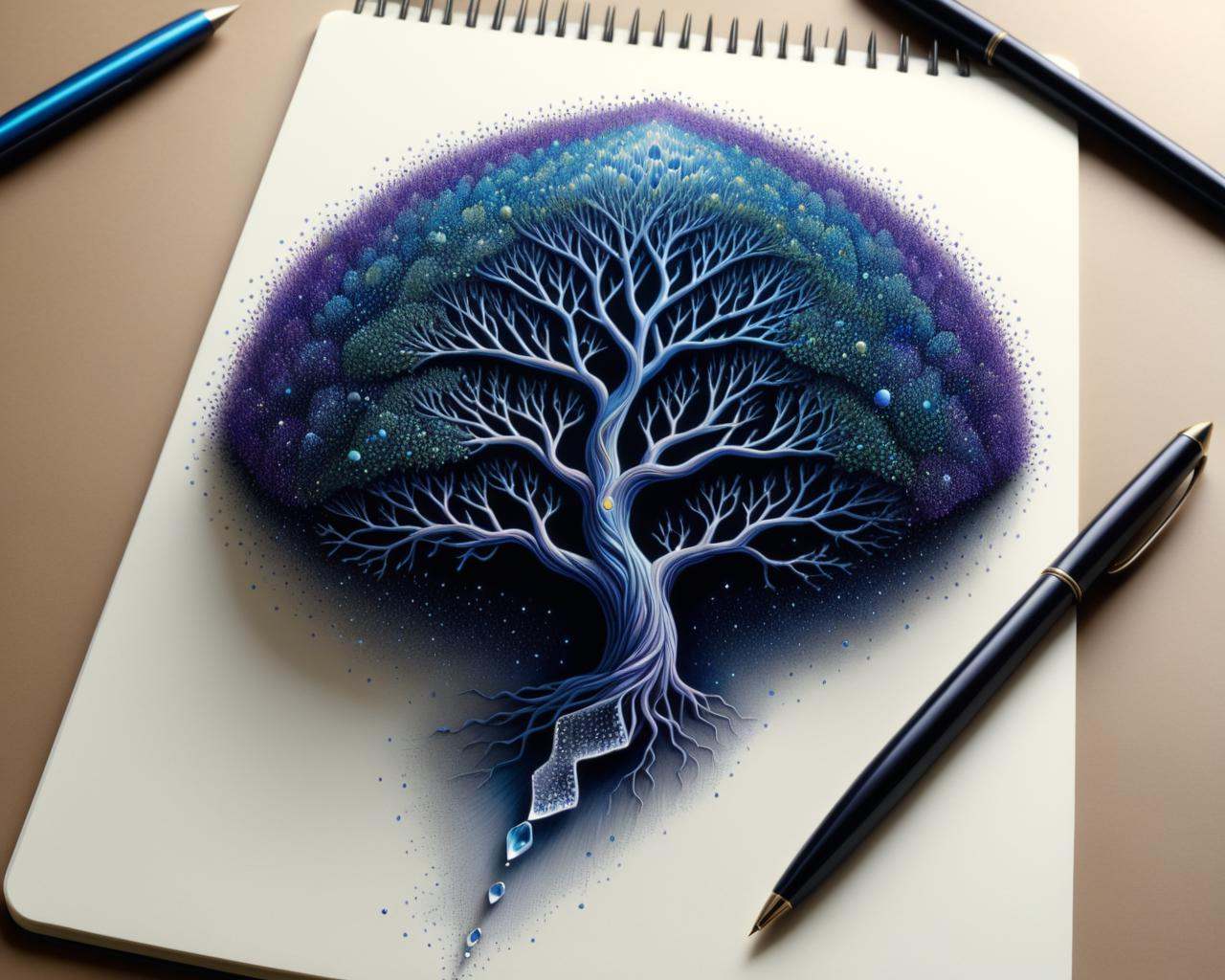 Surrealist art drawn,  neural pointillism,  detailed digital artwork on Tensor.Art