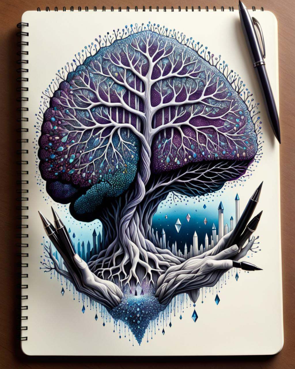Surrealist art drawn,  neural pointillism,  detailed digital artwork on Tensor.Art