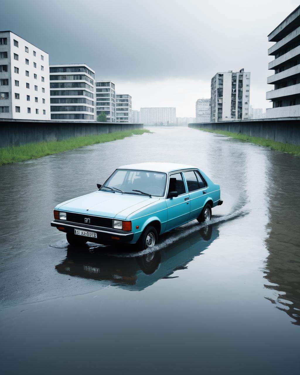 concept art a car is in the water,  photography alexey kurylev,  photography alexey gurylev on Tensor.Art