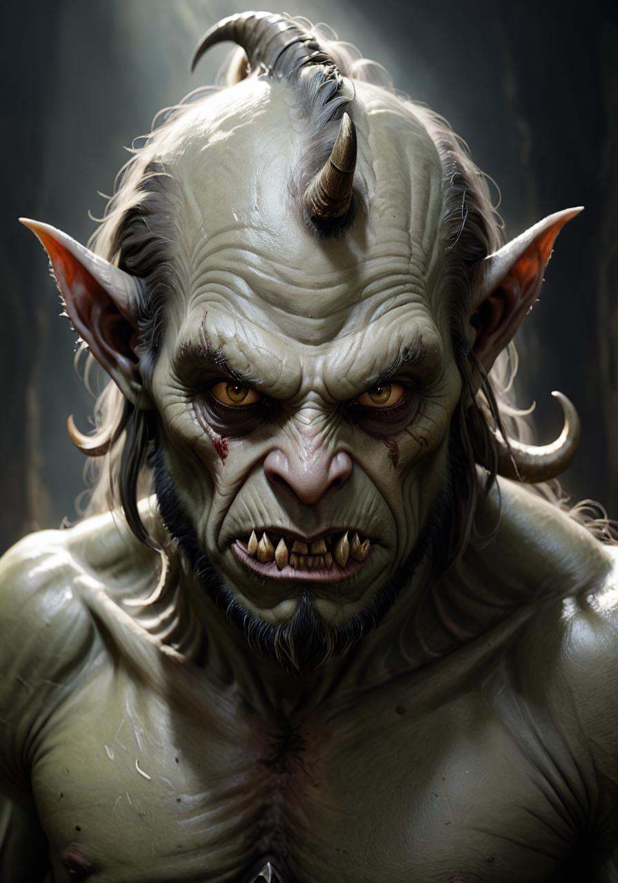concept art a painting of a demon with horns and horns,  detailed 4k horror artwork,  portrait of an orc on Tensor.Art