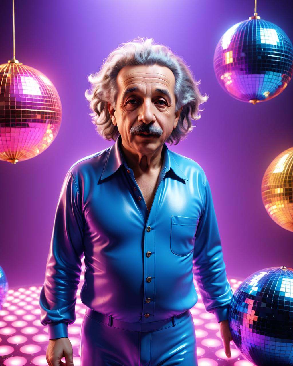 Disco-themed ,  "albert einstein 3d model,  houdini 3 d render on Tensor.Art