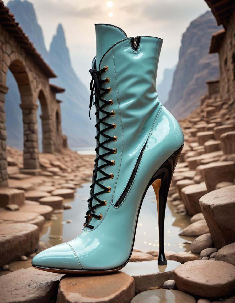 Surrealist art Stiletto design showcase,  blurry background,  Extremely high-resolution details on Tensor.Art