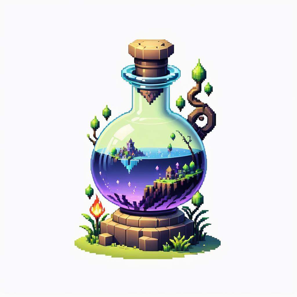 pixel-art game asset icon,  game asset icon of a landscape of a Potion,  Impressionist on Tensor.Art