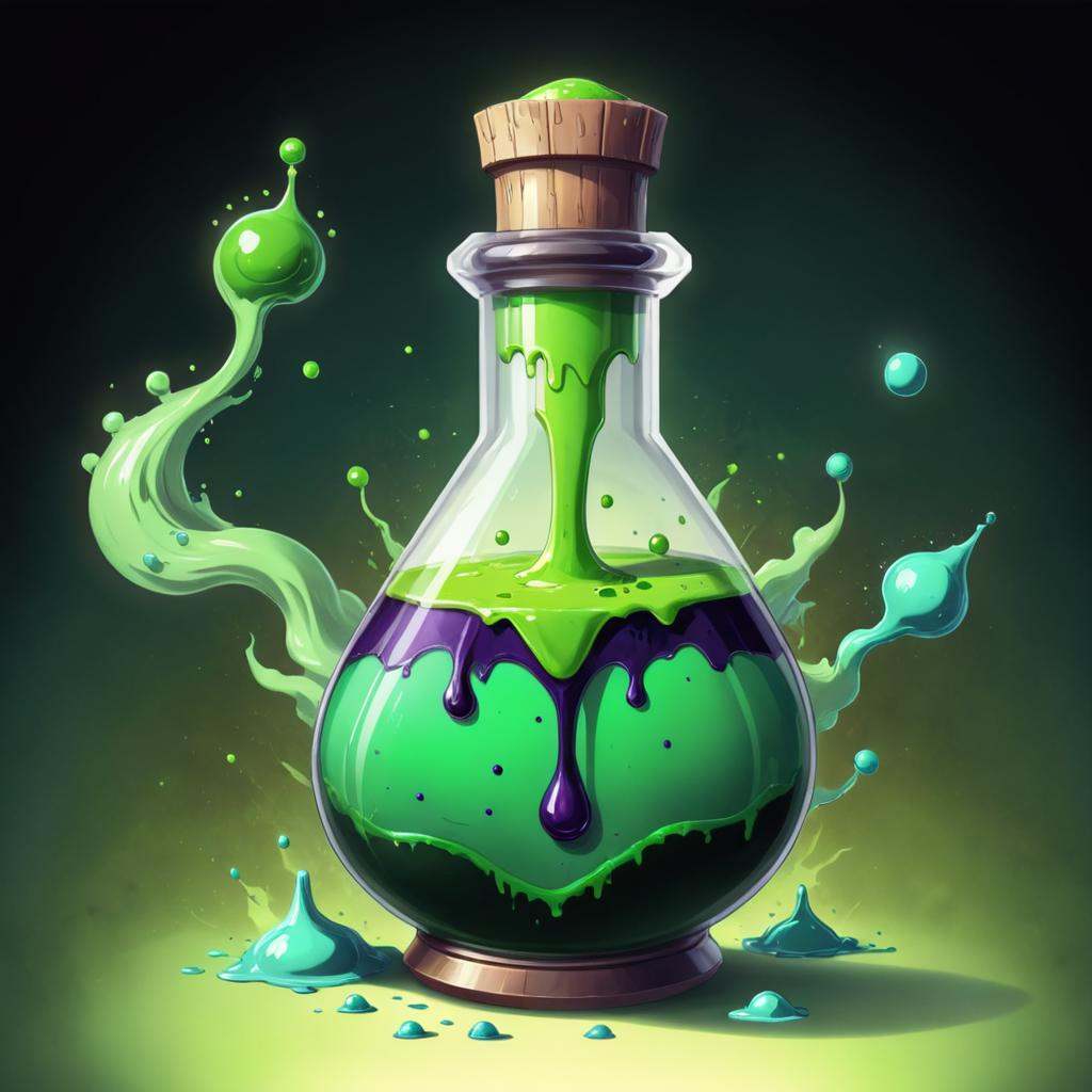 concept art a green flask with liquid inside,  beautiful green liquid,  full of greenish liquid on Tensor.Art
