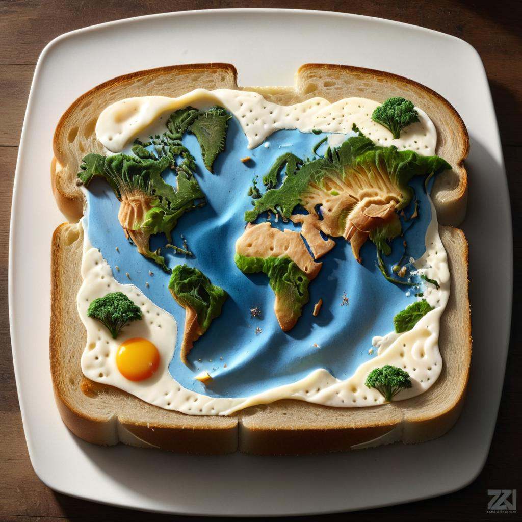 concept art [X] [B] sandwich with a map of the world on it,  amazing food illustration,  food art on Tensor.Art