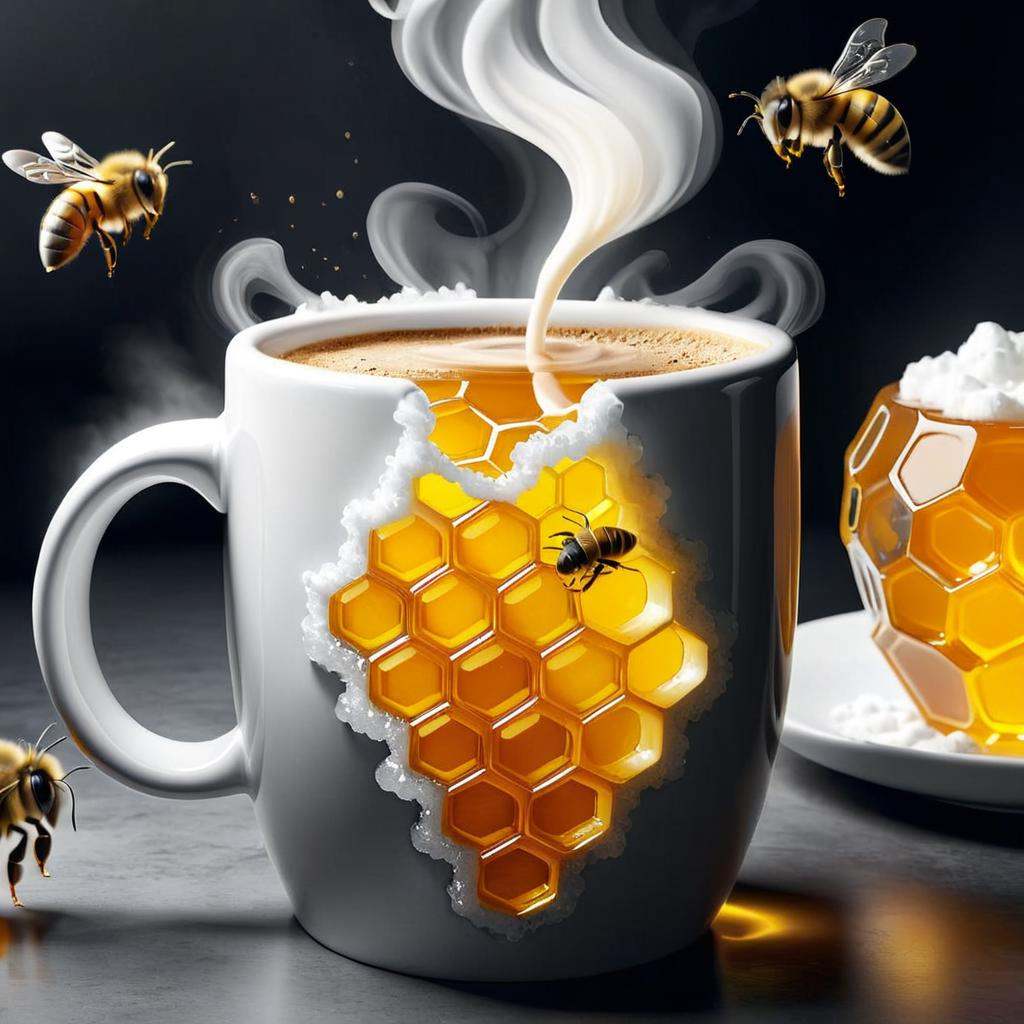 concept art [X] Surrealist art 4K photorealistic image of a coffee mug,  but instead of ceramic,  it's crafted from crysta...