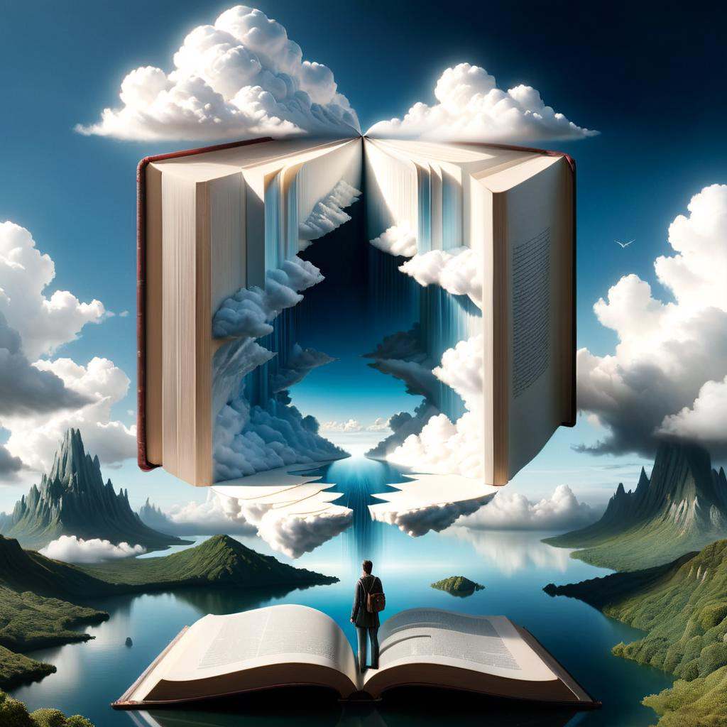 concept art [X] a giant surreal book,  open art,  in | on Tensor.Art