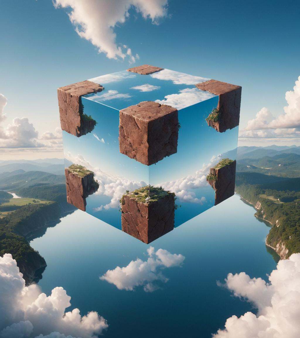 Collage style ,  "a watch with a painting on it,  3 d virtual landscape painting on Tensor.Art