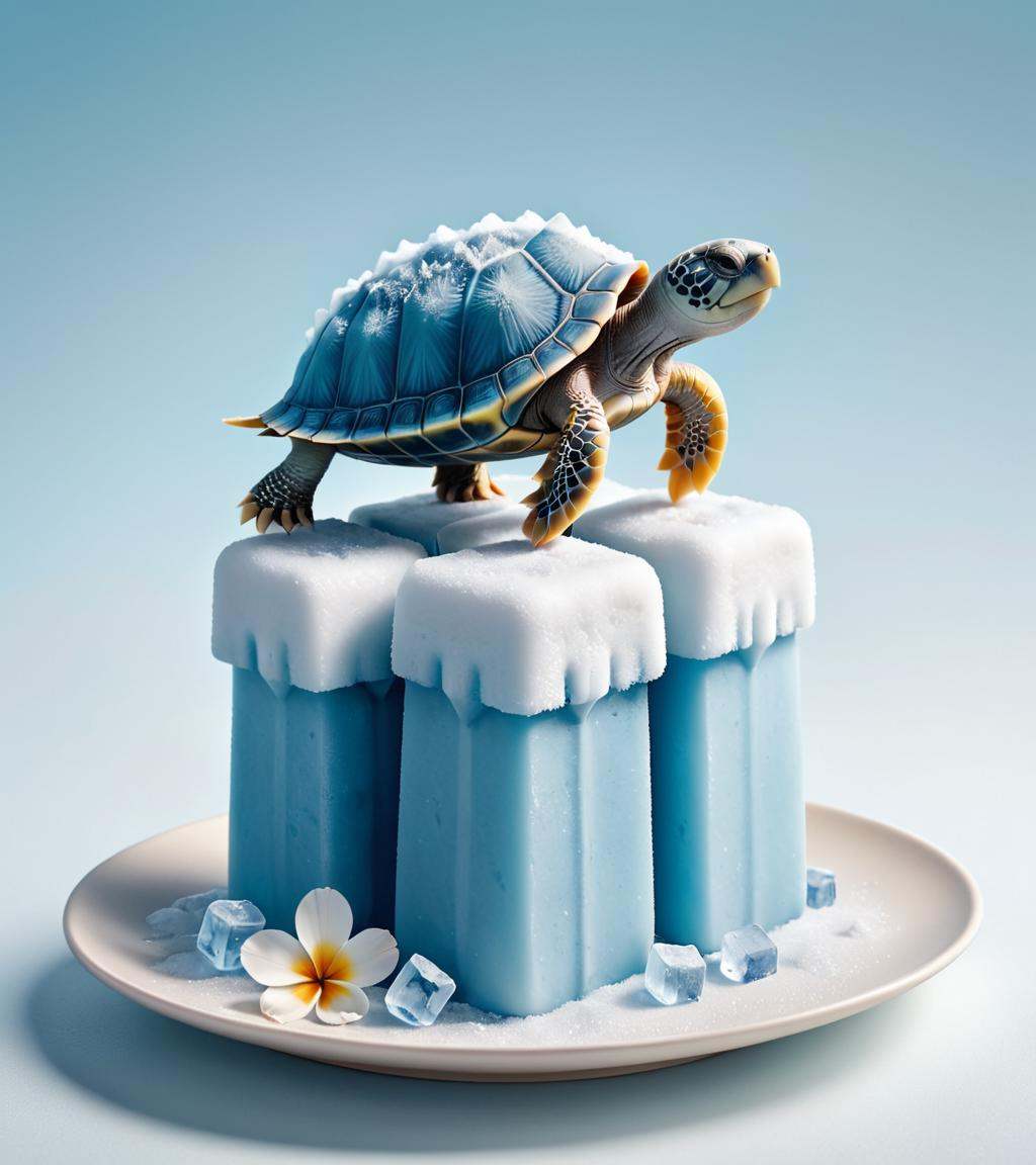 Surrealist art ,  "a turtle with flowers on it,  inspired by Vladimir Kush on Tensor.Art