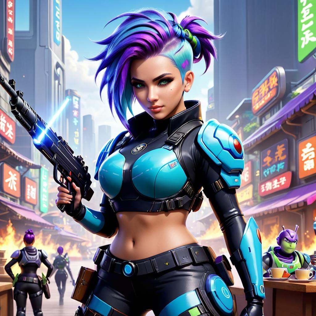 Pokémon style cyberpunk woman,  Rollerwave,  Average plump Pakistani on Tensor.Art