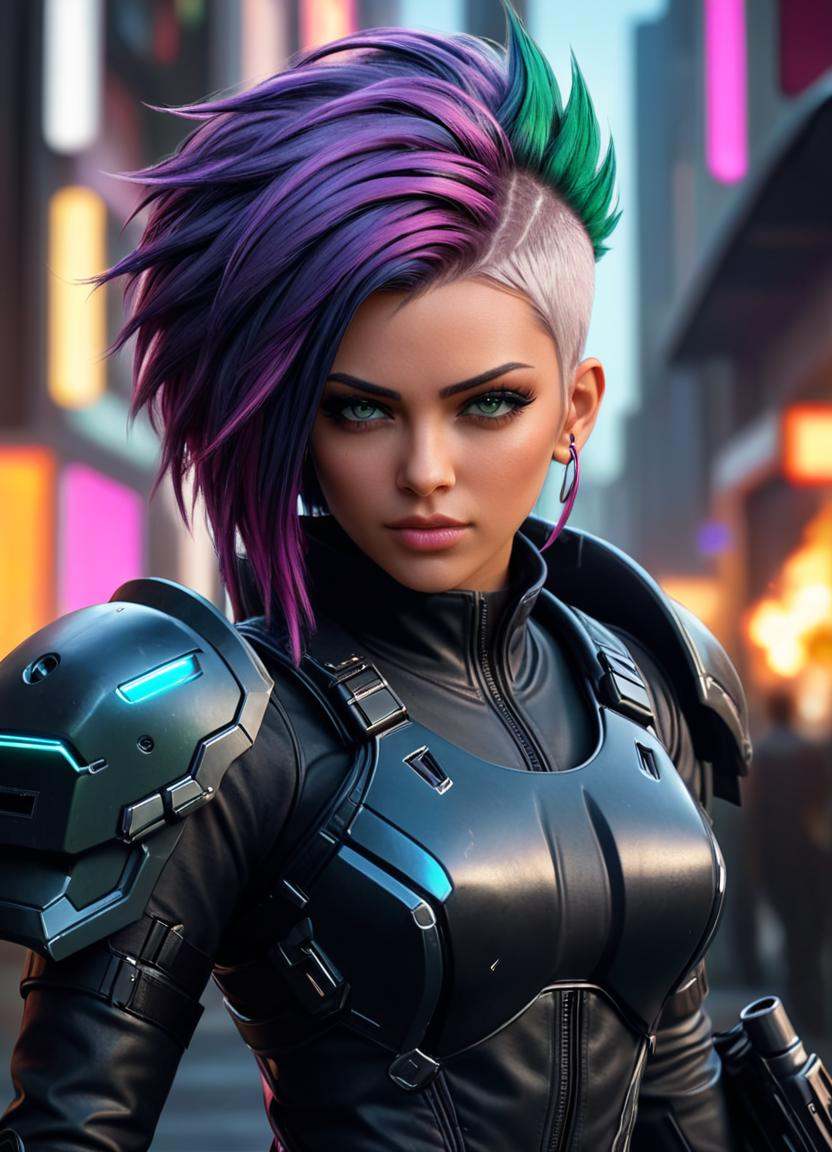 neonpunk style ,  cyber punk 2077,  cyberpunk woman on Tensor.Art