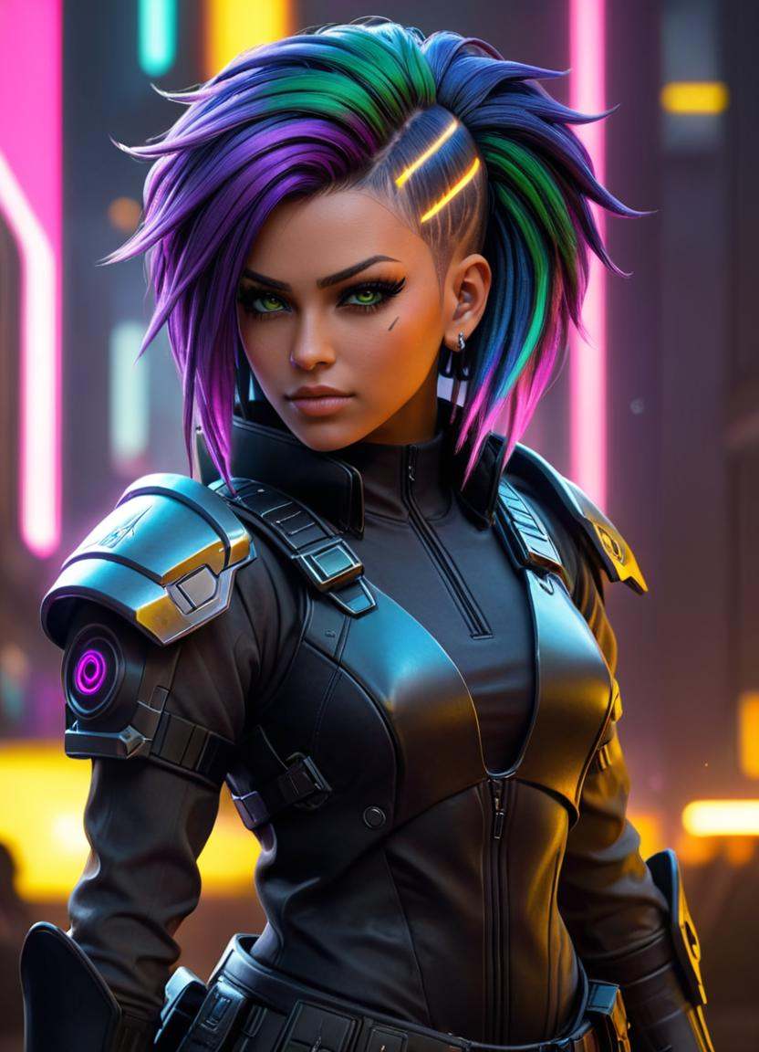 neonpunk style ,  cyber punk 2077,  cyberpunk woman on Tensor.Art