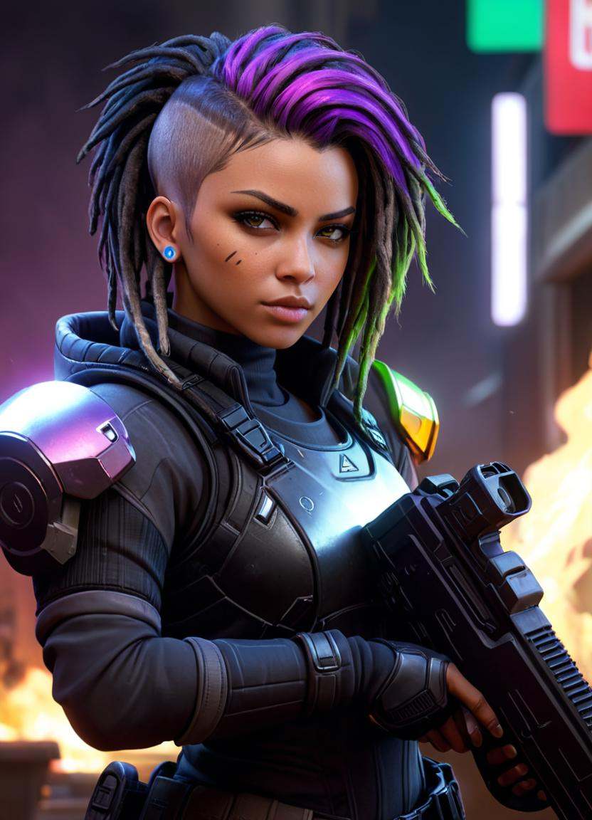 neonpunk style ,  cyber punk 2077,  cyberpunk woman on Tensor.Art