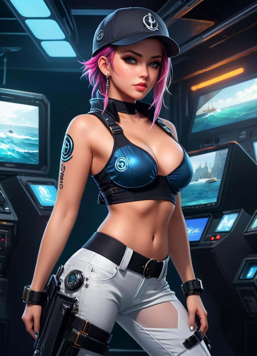 Nautical-themed ,  cyber punk 2077,  cyberpunk woman on Tensor.Art
