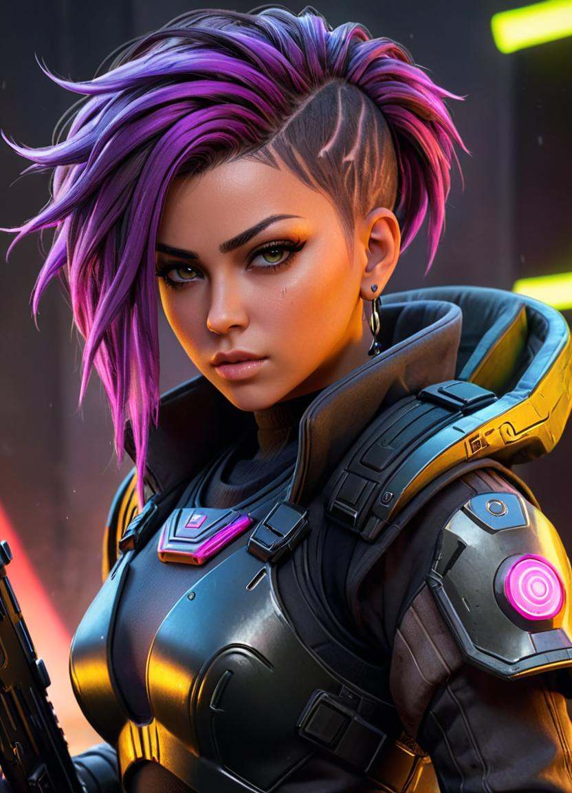 neonpunk style ,  cyber punk 2077,  cyberpunk woman on Tensor.Art