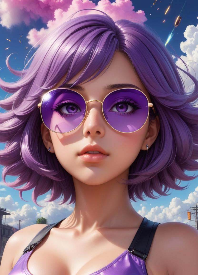 Hyperrealistic art anime artwork of anime artwork of a girl wearing sunglasses with latex,  detailed portrait of anime gir...