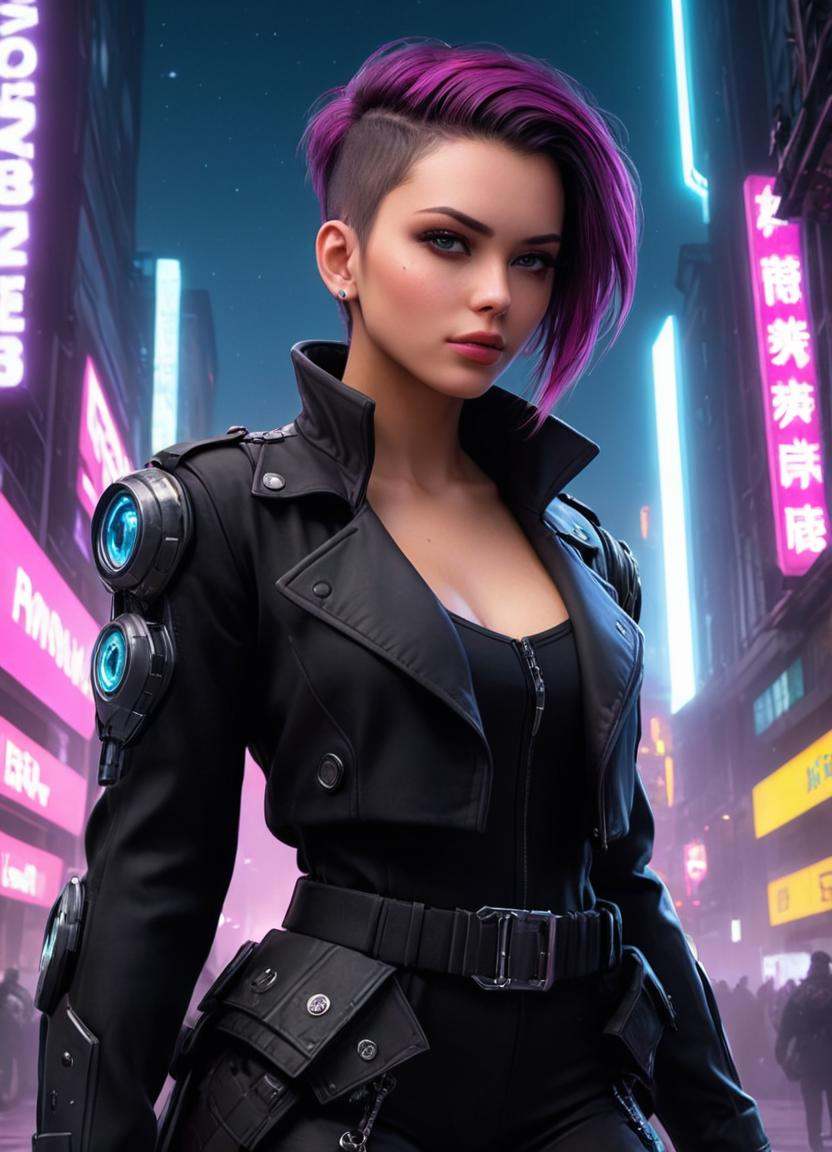 neonpunk style ,  cyber punk 2077,  cyberpunk woman on Tensor.Art
