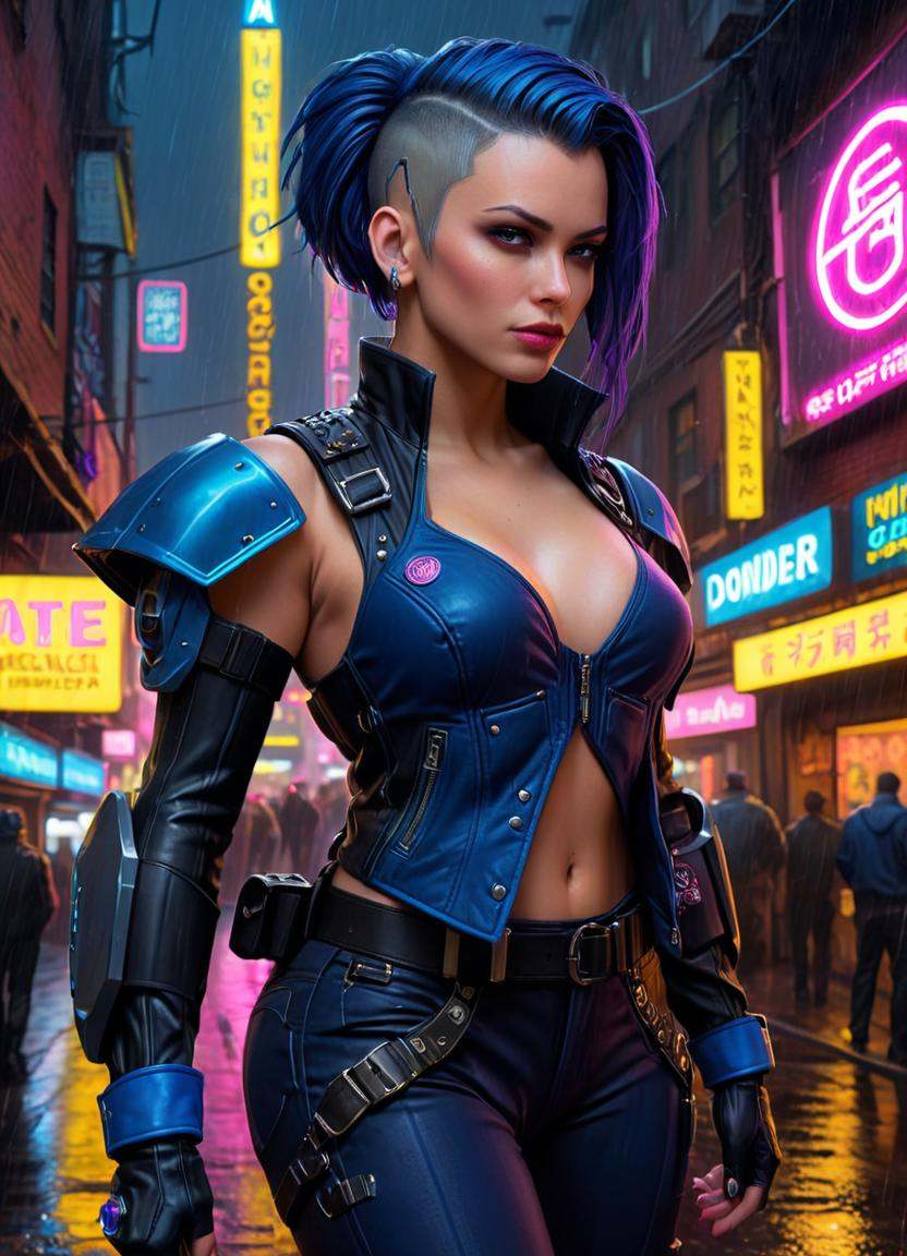 Neon noir ,  cyber punk 2077,  cyberpunk woman on Tensor.Art