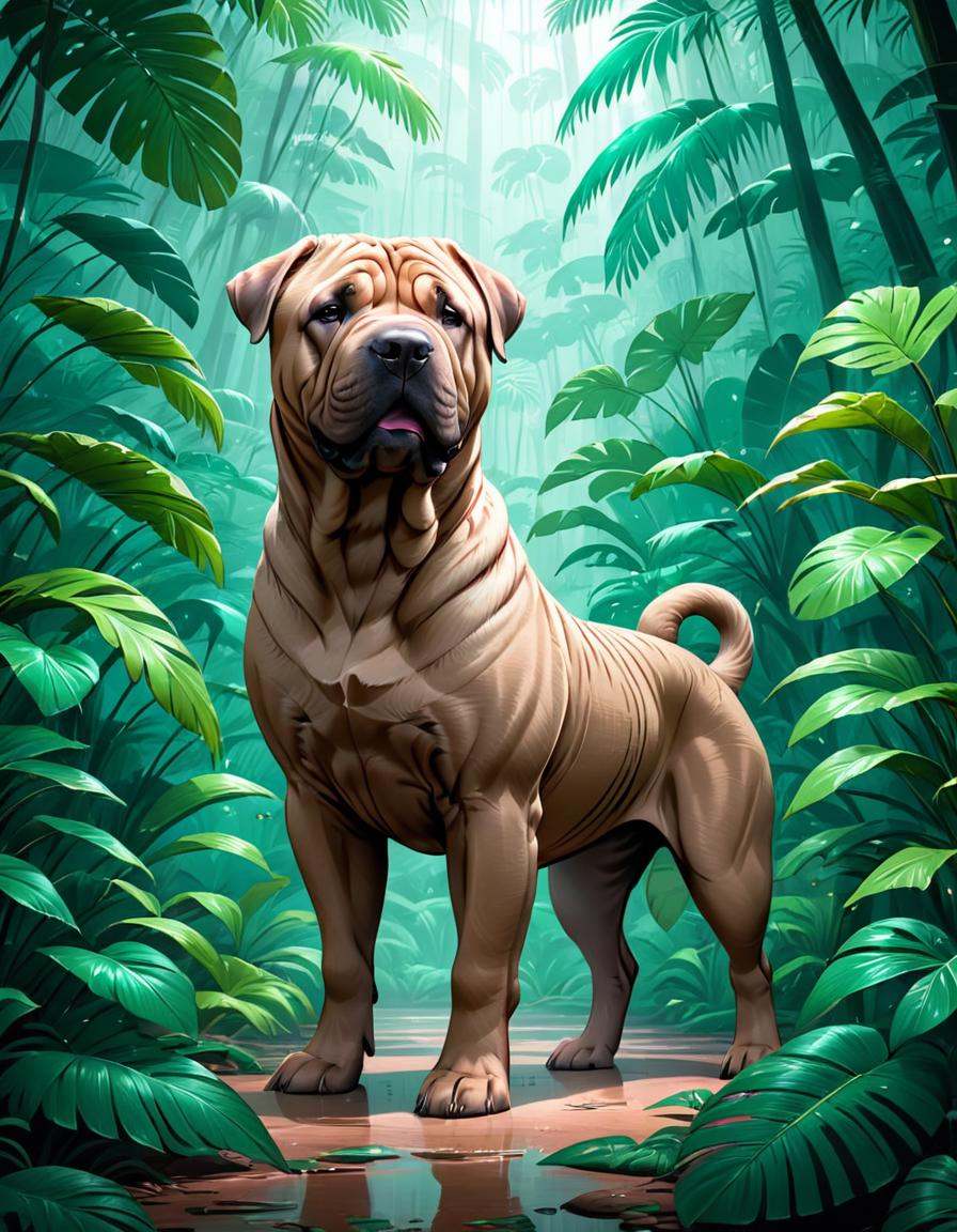 line art drawing ,  anime key visual,  Magnificent Shar Pei on Tensor.Art