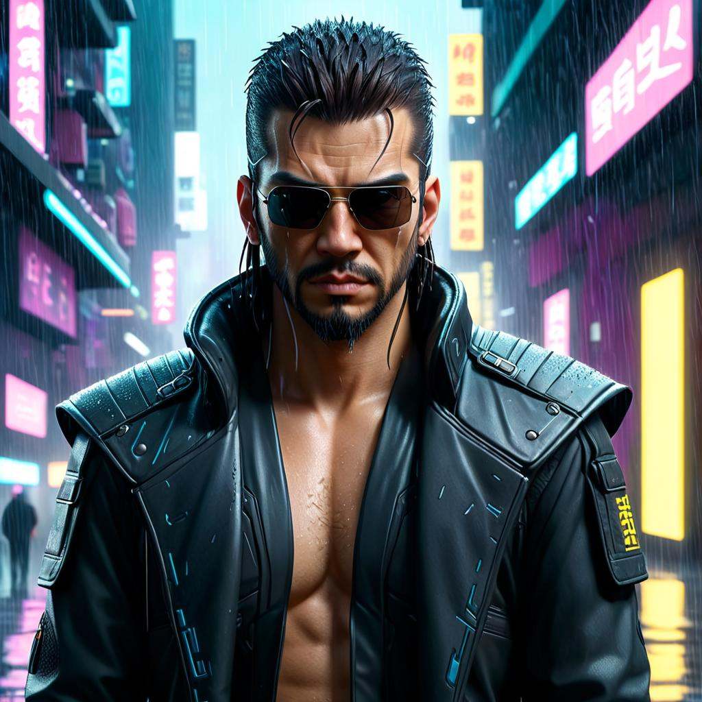 Architectural style ,  cyber man in a futuristic city at night,  cyberpunk portrait on Tensor.Art