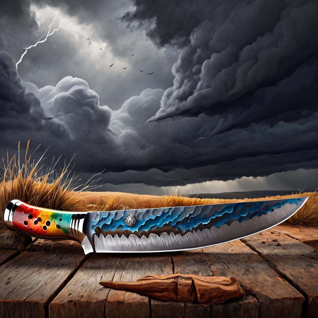 Watercolor painting ,  octane render,  landscape of a knife design on Tensor.Art