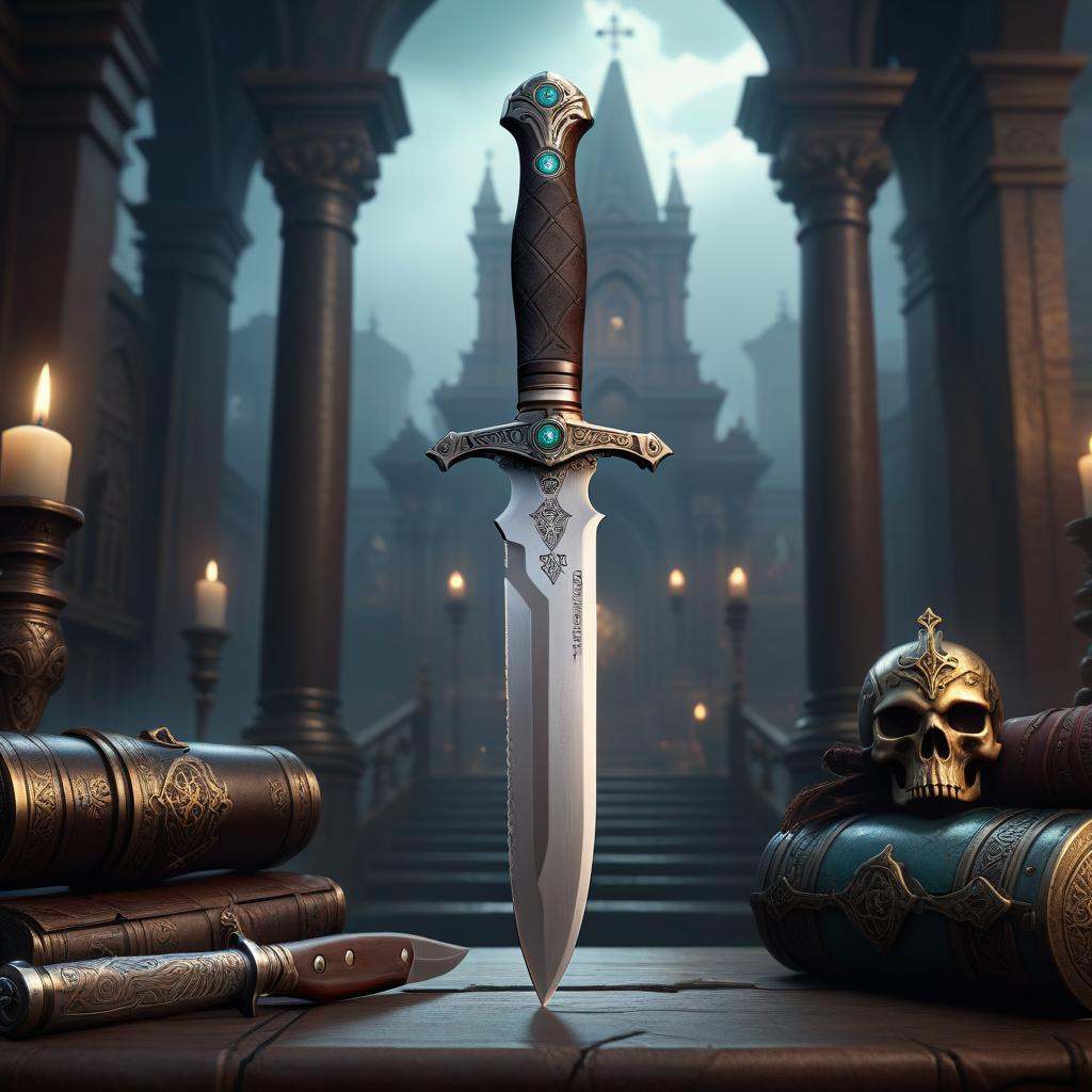 Renaissance style art by Chris Uminga,  octane render,  Cyberpunk knife design on Tensor.Art