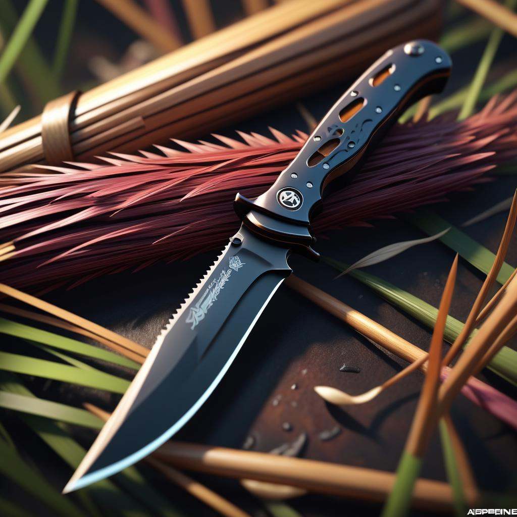 Abstract style octane render,  2000'S knife design,  detailed with Iron Sickening patterns on Tensor.Art