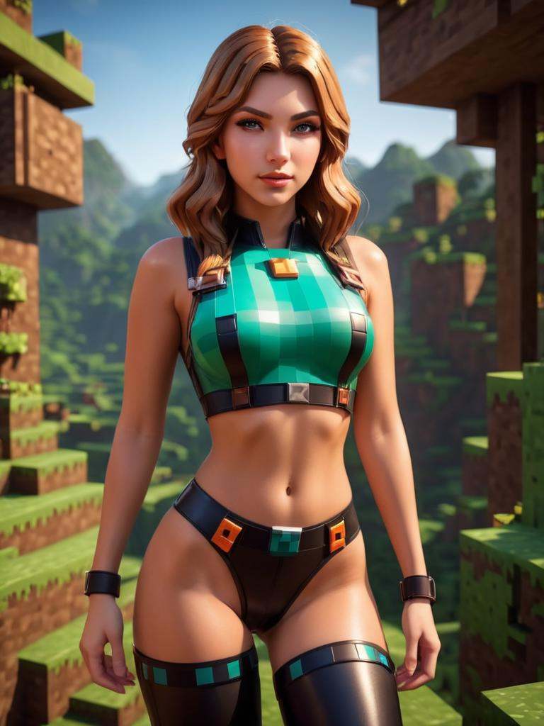 Minecraft style RAW photo,  a 22-year-old- Girl,  full body on Tensor.Art