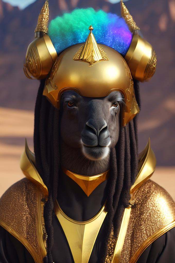 a llama wearing a hat in the desert,  lama,  llama portrait on Tensor.Art