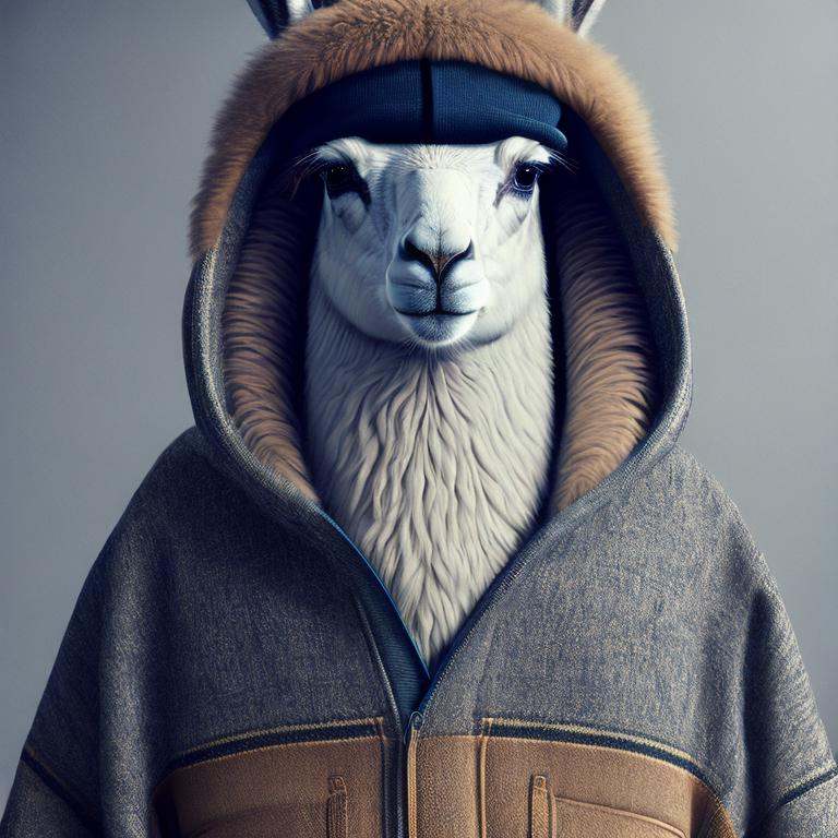 a llama wearing a hoodie and a hat,  lama,  llama anthro portrait on Tensor.Art