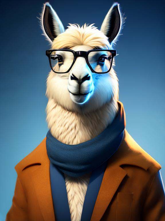 a llama wearing glasses and a scarf,  llama anthro portrait,  llama portrait on Tensor.Art