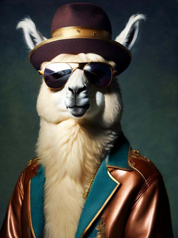 a llama wearing sunglasses and a hat,  llama anthro portrait,  llama portrait on Tensor.Art