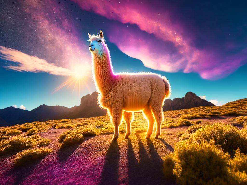 a pink alpaca standing in a field,  alpaca,  8 k ultra realistic animal on Tensor.Art
