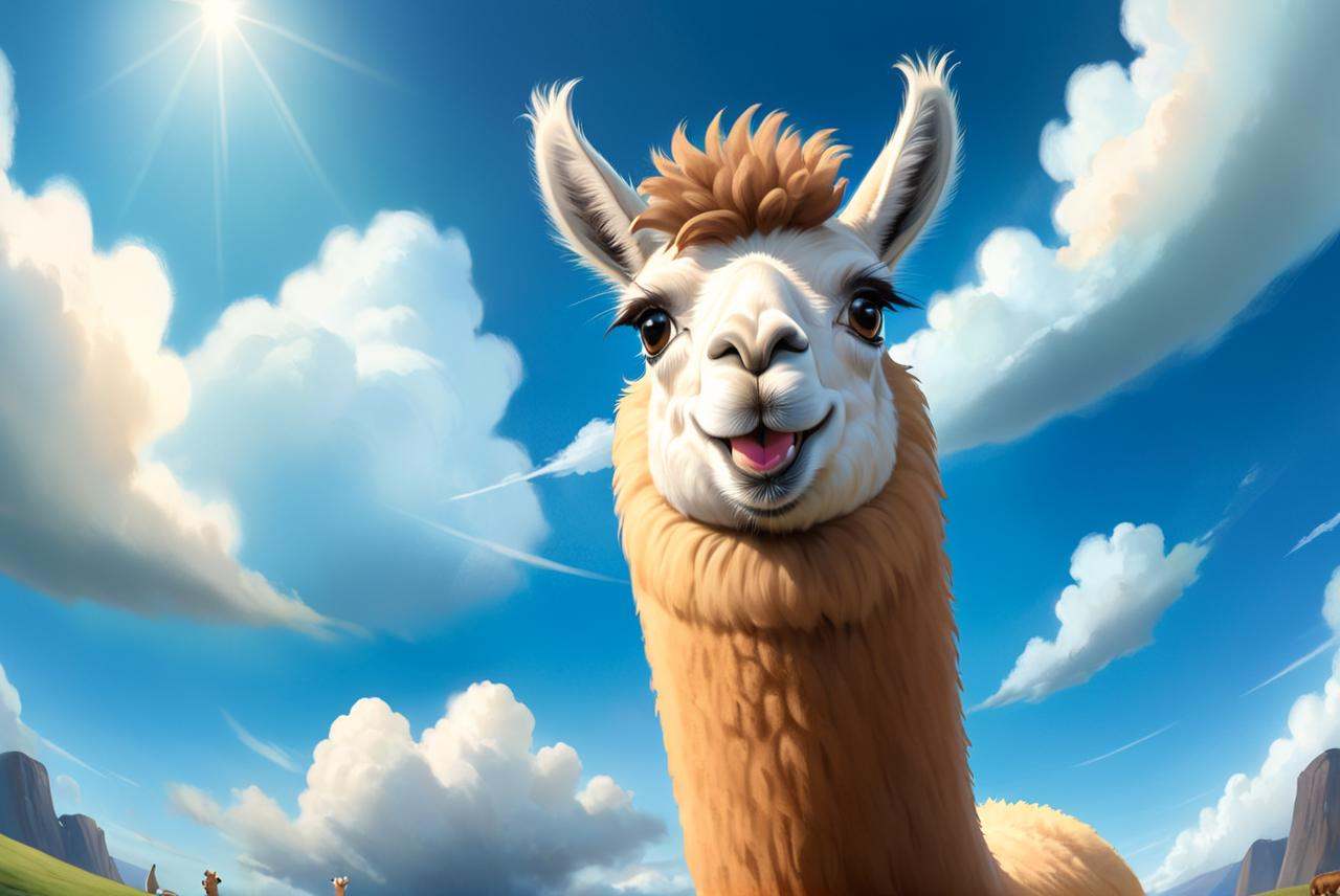concept art llama a llama is looking at the camera with its head tilted,  portrait of a llama,  llama portrait on Tensor.Art