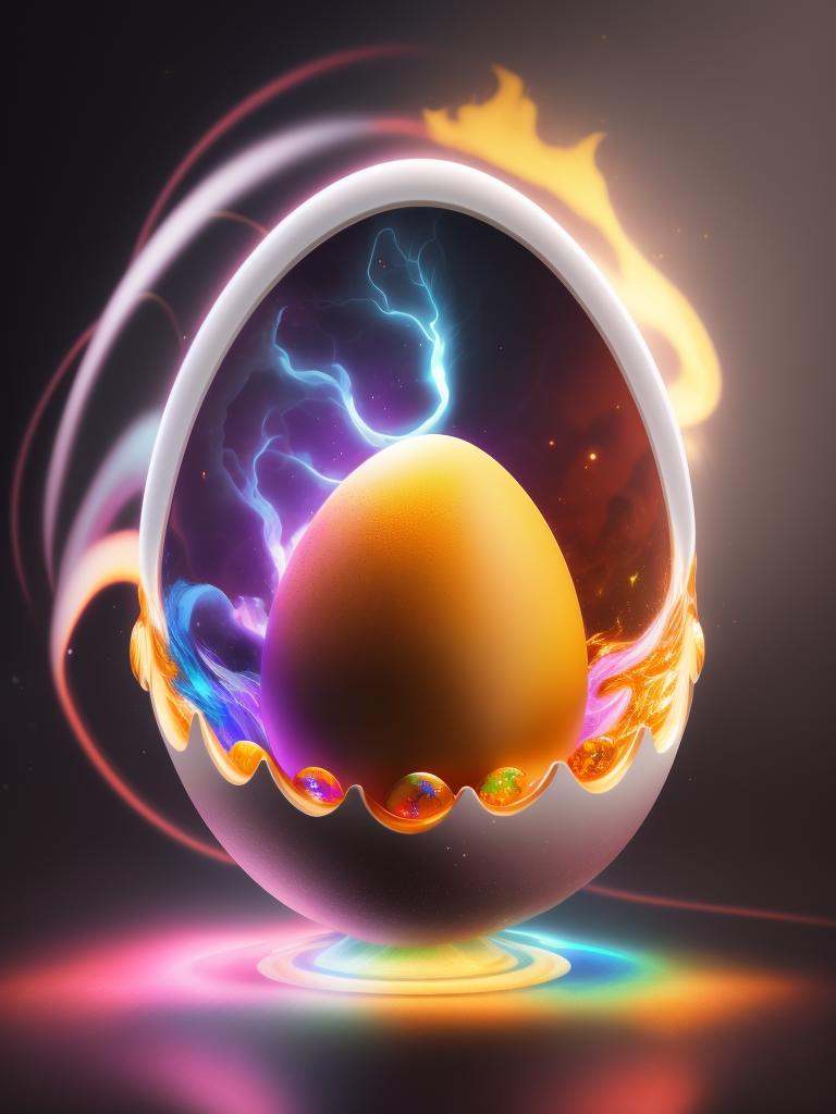 there is a large egg with a hole in it on a dark surface,  3d digital art 4k,  cinema 4d bright light render on Tensor.Art