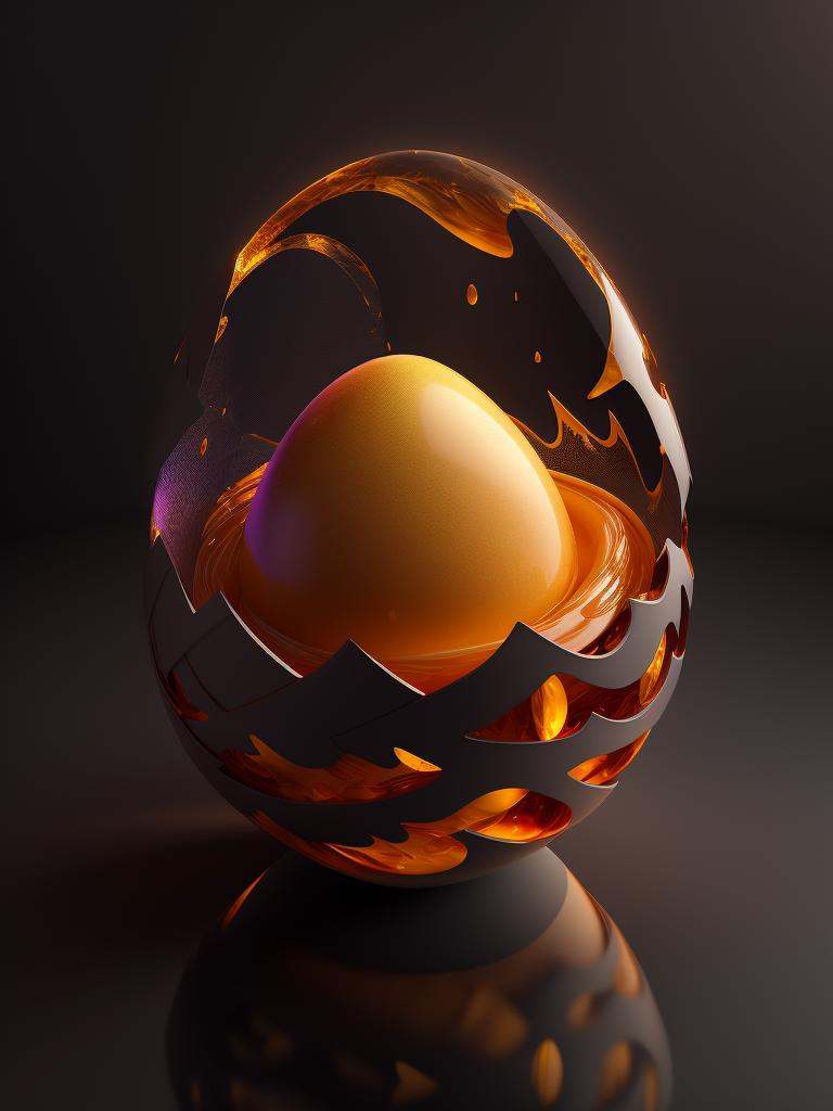 there is a large egg with a hole in it on a dark surface,  3d digital art 4k,  cinema 4d bright light render on Tensor.Art