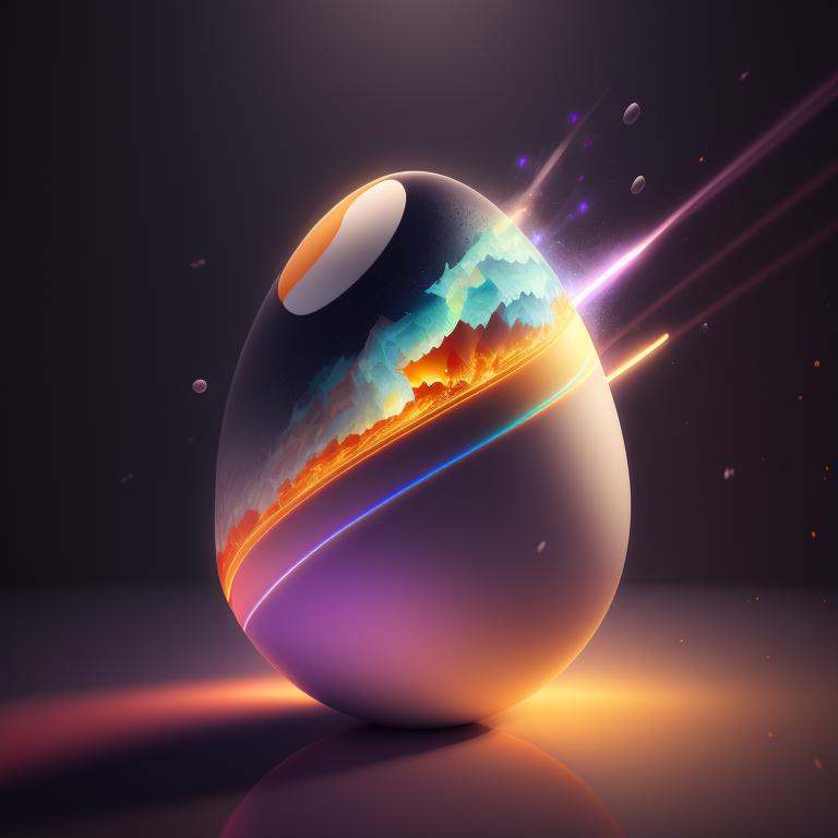 there is a large egg with a hole in it on a dark surface,  3d digital art 4k,  cinema 4d bright light render on Tensor.Art