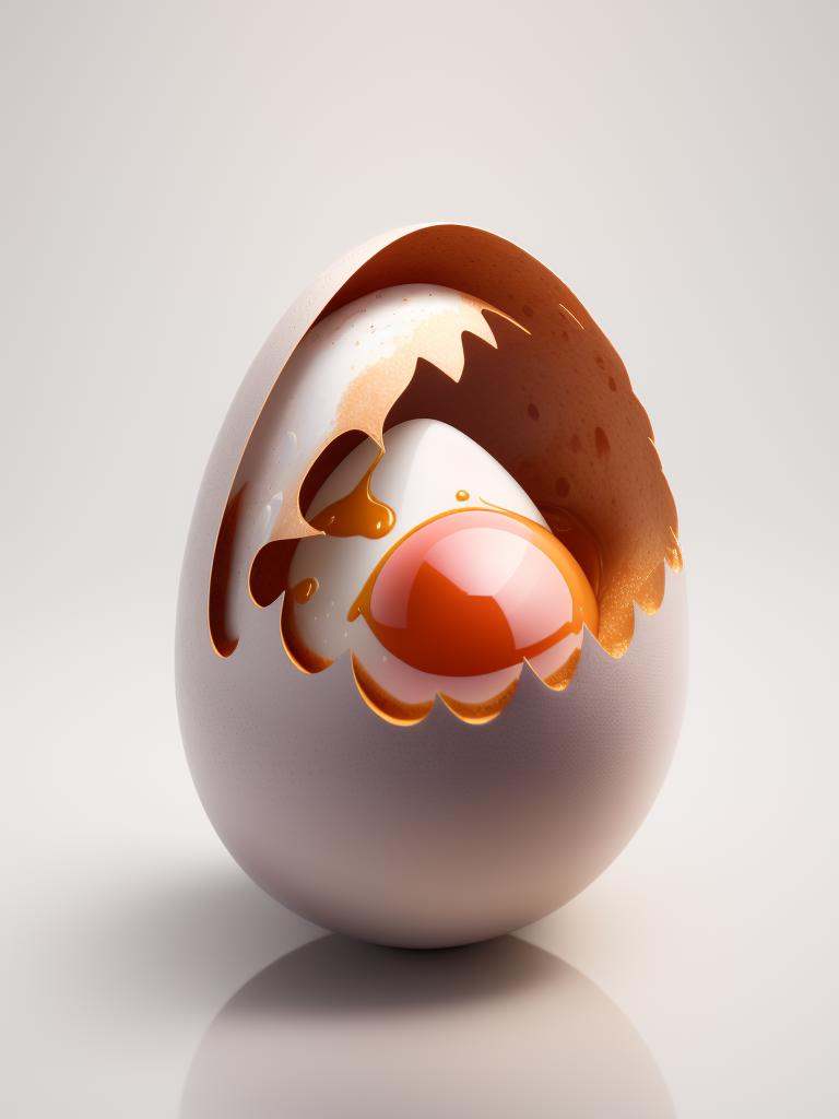 there is a large egg with a hole in it on a dark surface,  3d digital art 4k,  cinema 4d bright light render on Tensor.Art