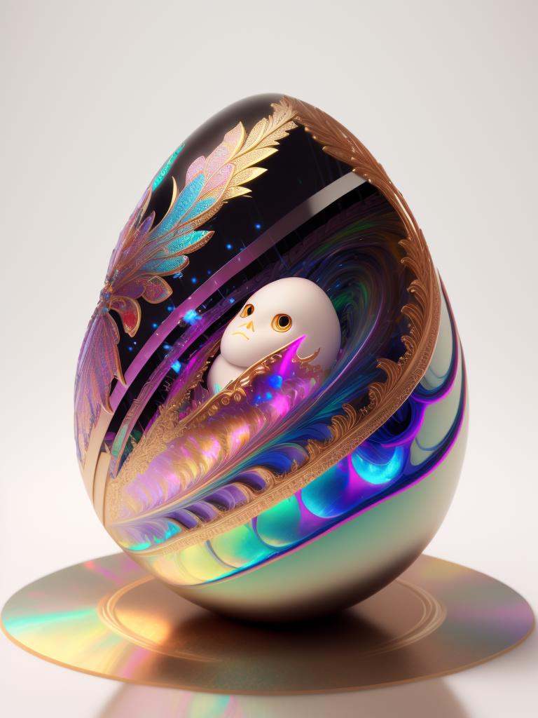 there is a large egg with a hole in it on a dark surface,  3d digital art 4k,  cinema 4d bright light render on Tensor.Art