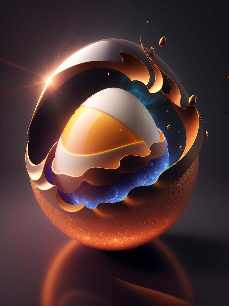 there is a large egg with a hole in it on a dark surface,  3d digital art 4k,  cinema 4d bright light render on Tensor.Art