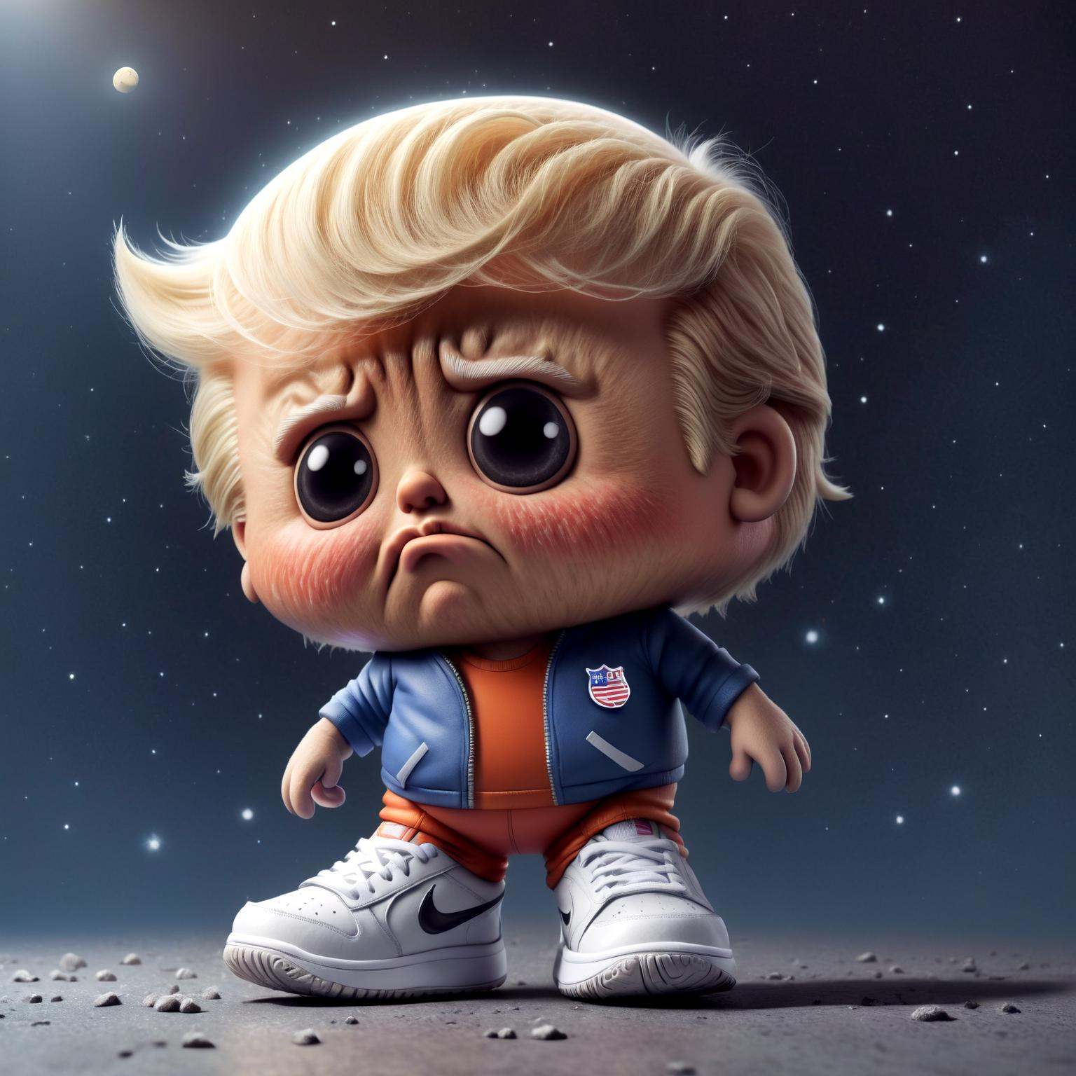 a cute donald trump,  wearing nike sneaker on Tensor.Art