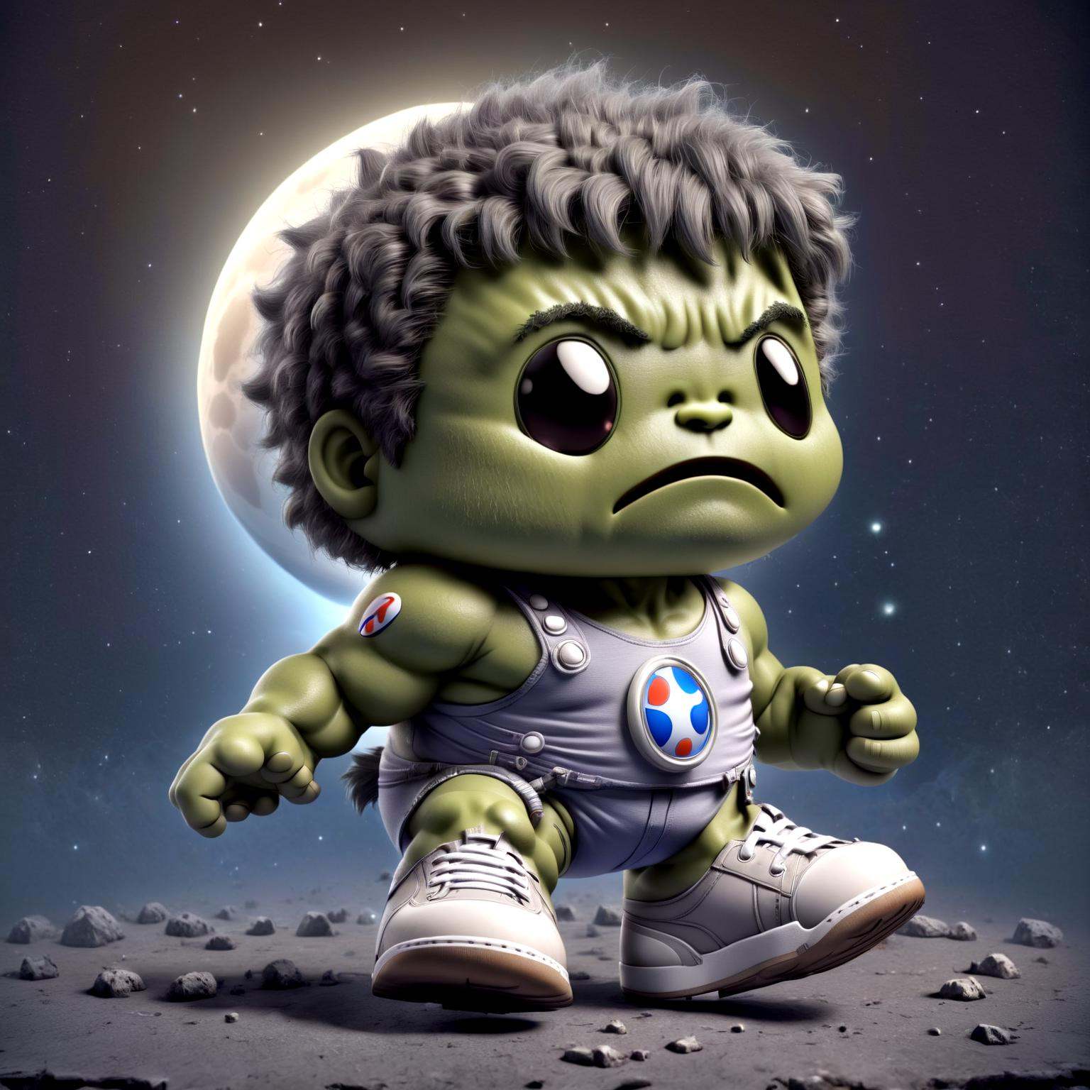 cute as moonster,  wearing tiny nike sneaker,  at super mario land on Tensor.Art